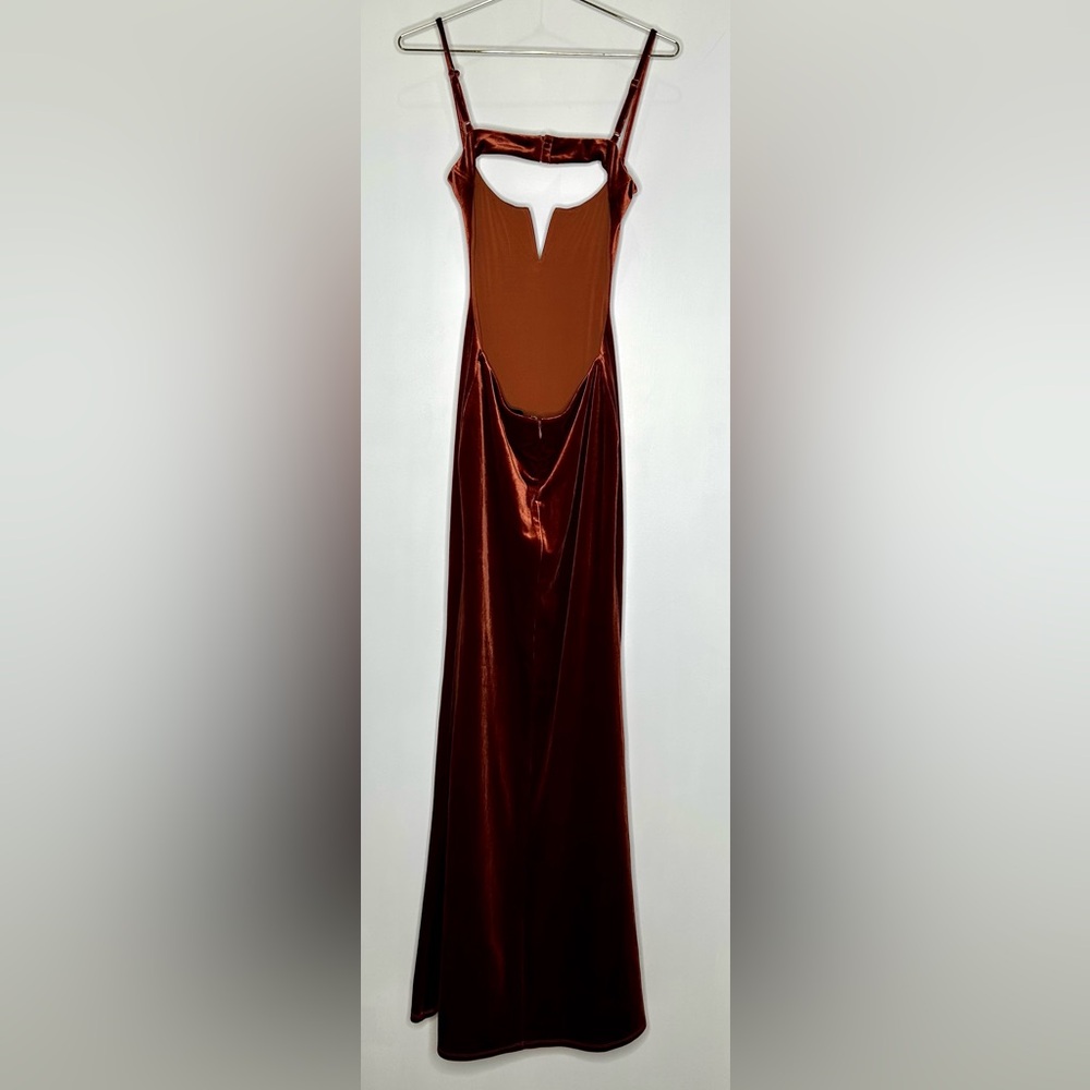 Michael Costello x Revolve Rowena Velvet Cut-Out Maxi Dress in Rust - XXS - Picture 5 of 7